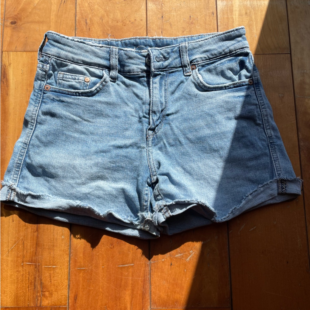 mid rise denim shorts